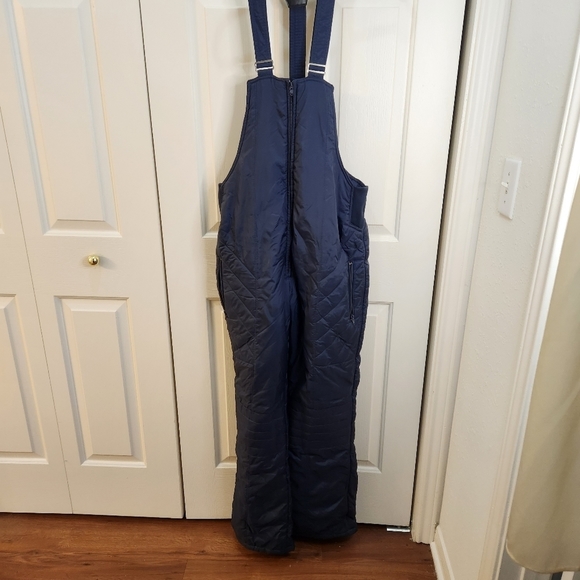 St Moritz Ski/Snow Pants size L Navy Blue with zip up bib - Picture 1 of 9